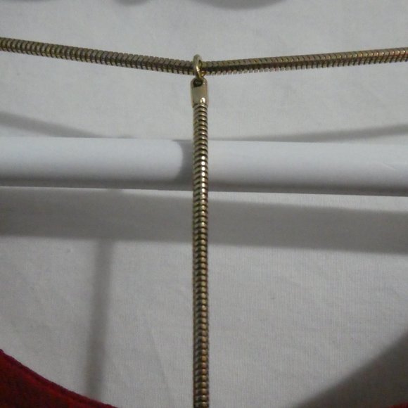 H&M | size 12 | Red Long Sleeve Gold Chain Open Back Dress | NWOT - Picture 16 of 16